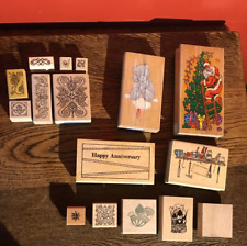 LGE BUNDLE OF MIXED RUBBER & BLANK INK PRINTING BLOCKS STAMPS CRAFT ART HOBBY