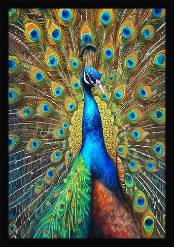 Peacock art enchanting framed - peacock,