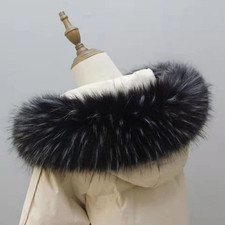 tachable Faux Fur Hood Trim Collar Replacement Fluffy Collar for Winter Coat