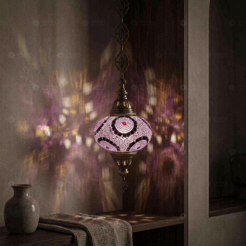 Purple turkish mosaic - turkish, pendant