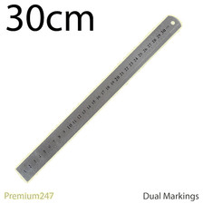 12in Steel Ruler Set Rule 300mm Metric Imperial Scale Metal Heavy Duty Crafts
