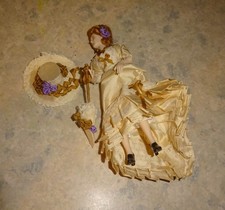 Dolls House  1:12 Scale Doll with Handmade Victorian Style Dress, Hat & Parasol