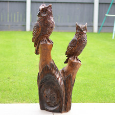 Chainsaw Carved Wooden Owls
