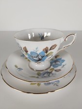 Paragon "Blue Mist" Pattern Tea Cup, Saucer And Plate