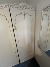 Vintage cream Jarman & Platt single Wardrobe with applied gold scroll detail