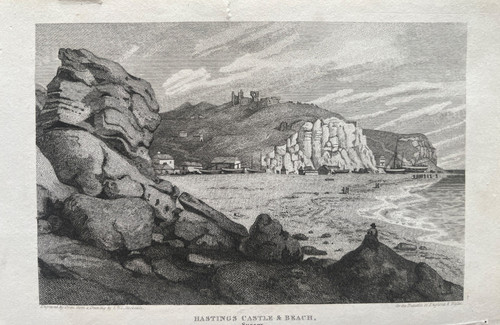 1814 antique print hastings - 1814,
