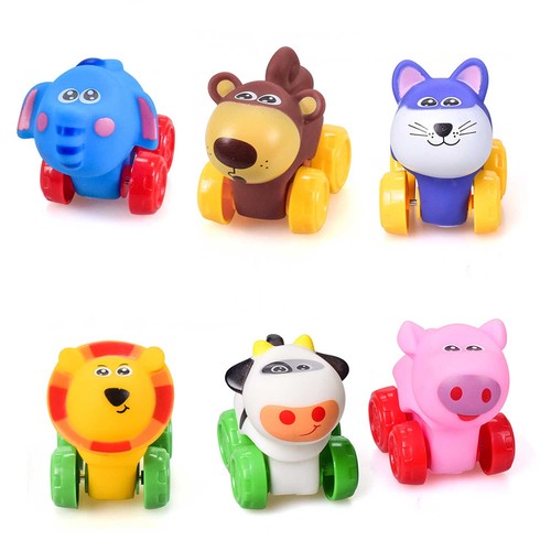 Animal toy cars set 6pcs - animal,