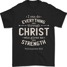 Christ Gives Me Strength Christian Jesus God Mens T-Shirt 100% Cotton