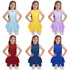 UK Girls Rhinestone Figure Ice Skating Dress Roller Skating Dance Costumes