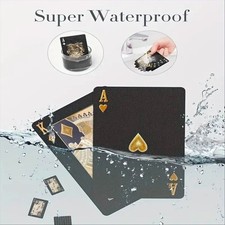 Luxury Black Waterproof Poker Playing Cards -Gold & Silver Print–Durable PVC UK✅