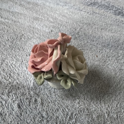 Vintage tiny pink white bone - tiny,
