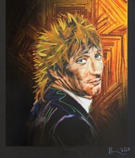RONNIE WOOD OF ROLLING STONES DRAWING OF ROD STEWART PHOTO PRINT 6 X 4 INCH 