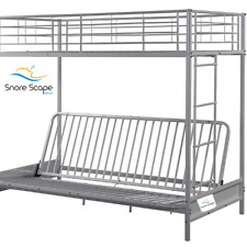 Snore Scape Metal Bunk Bed with 1x Futon Mattress in Various Colours.