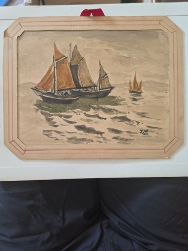 Original watercolour fishing - original,