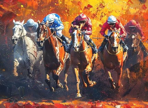 Horse racing canvas picture - racing,