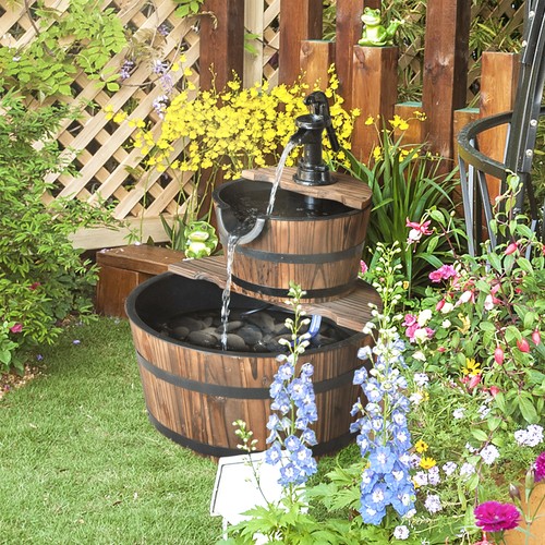 Wooden water pump - water, fountain