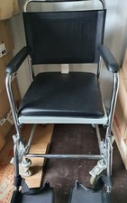 Attendant Mobile wheeled toilet shower commode chair wheelchair with footrests