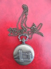LONDON TOWER BRIDGE  Novelty Quartz Bronze  Pocket Watch  - NEW