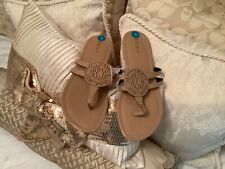 DKNY  Womens Flip Flops letter design, nude thong , size 8, Authentic.
