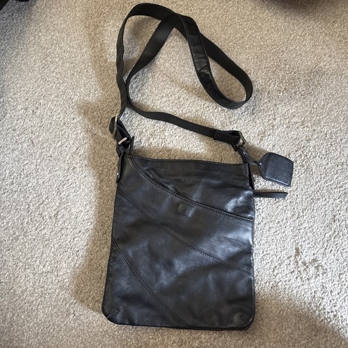 Next black leather mesenger - black,