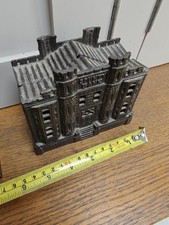 Antique cast County Bank money box RR 180427