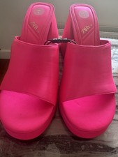 Zara Women's Pink Open-Toe Square Heels Size UK 5
