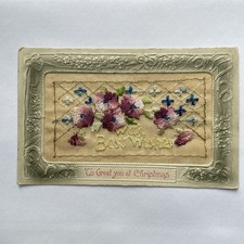 Embroidered Silk Postcard -