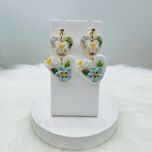 Floral polymer clay - floral, drop