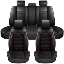 Black Full Set Car Seat Covers Deluxe Universal Protector Pu Leather Seat Covers
