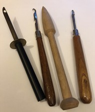 Vintage Lot Rug And Net Making Tools Latch Hooks Gouge Fid