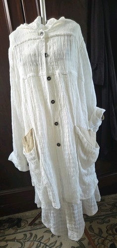 White beige linen dress and - beige,
