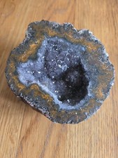 Geode half smokey quartz