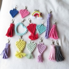 Macrame key ring bundle - heart, rainbow tassel etc.