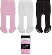 Baby Child Tights Girl Boy Knit Plain Cotton Rich Grip Non Slip White Pink Black