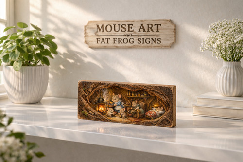 Mouse art wooden plaque - mouse, on