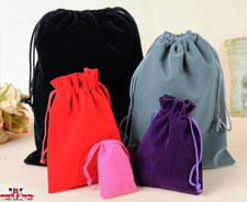 Luxury Soft Velvet Pouches Bag Jewellery Drawstring Wedding Party Gift 5 Sizes