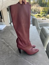 Ladies Reiss Burgundy High Boots Size 39, Good Worn Condition. Slight Mark
