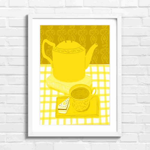 Blue teapot and tea - and,