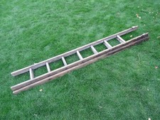 vintage wooden 2 piece extending ladder 11.5 ft extended