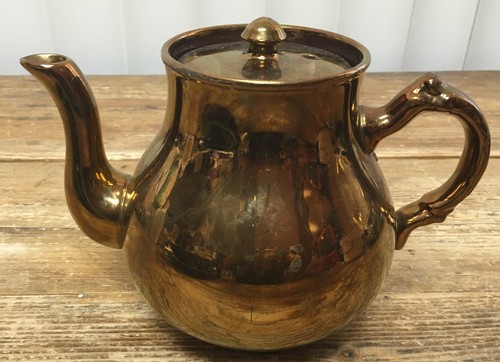 Copper luster teapot - luster,