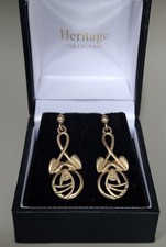 Stunning 9ct Yellow Gold Mackintosh Drop Earrings. Edinburgh. Ref:xhb.eoc.