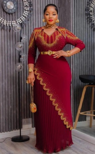 Elegant burgundy maxi - burgundy, striking