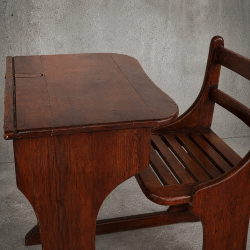 Antique pine school - pine, desk