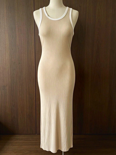 Papaya beige ribbed maxi - beige,