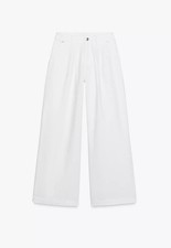 Zara White Mid Waist Wide Leg
