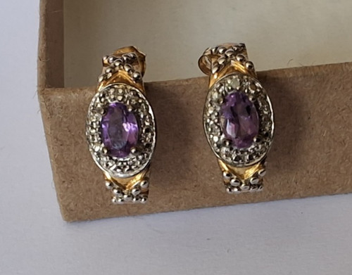 Silver gilt amethyst earrings