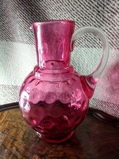 Antique Victorian Cranberry Glass  Fenton Rare 6.5"rough pointil