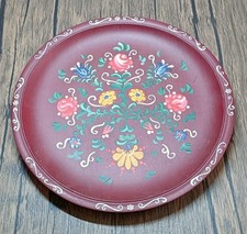 Folk art wooden plate Austrian? Narrowboat etc (S)