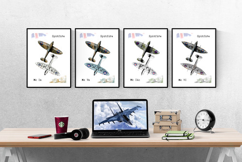 Raf spitfire design plane set - design,