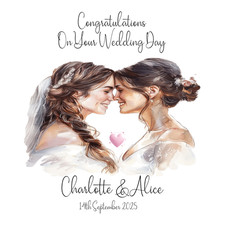 personalised wedding day card same sex Lesbian Female Couples 